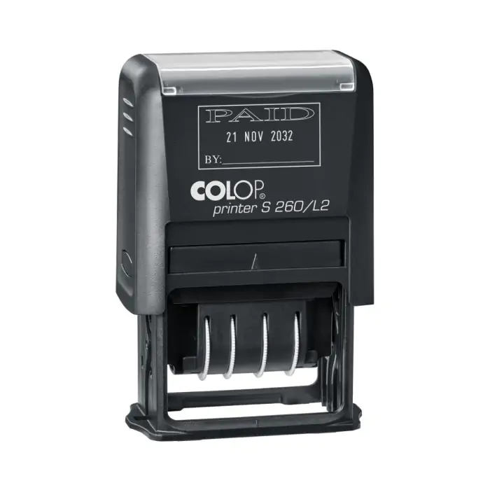 COLOP S260 Self-Inking Dater Stamp - Custom Text With Date, Blue Ink Red Date (24mm X 45mm Impression)