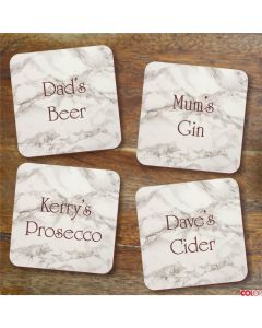 Personalised Name & Drink Coaster - Set of 4