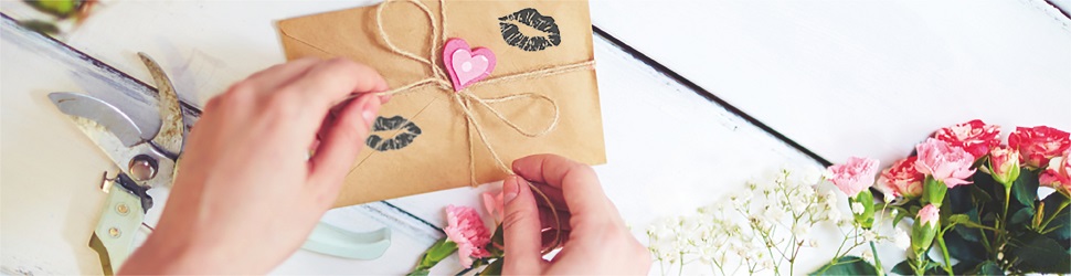 Gift wrapped with hand stamped paper